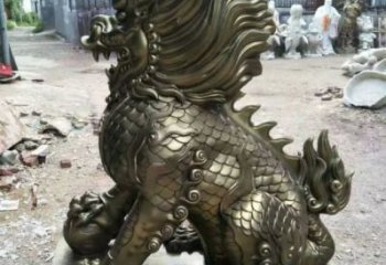 街道麒麟雕塑，戶外動(dòng)物雕塑，古銅效果
