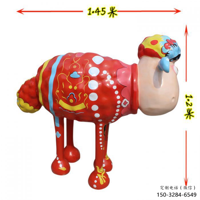 冷飲店小羊雕塑，彩繪動物雕塑，卡通工藝