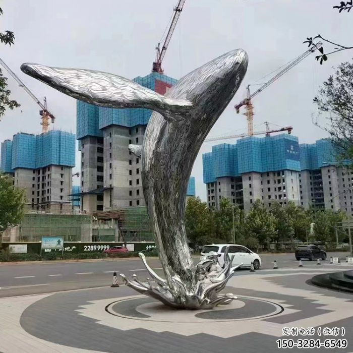 鯨魚雕塑廠家，烤漆彩繪工藝，公園廣場(chǎng)景觀雕塑
