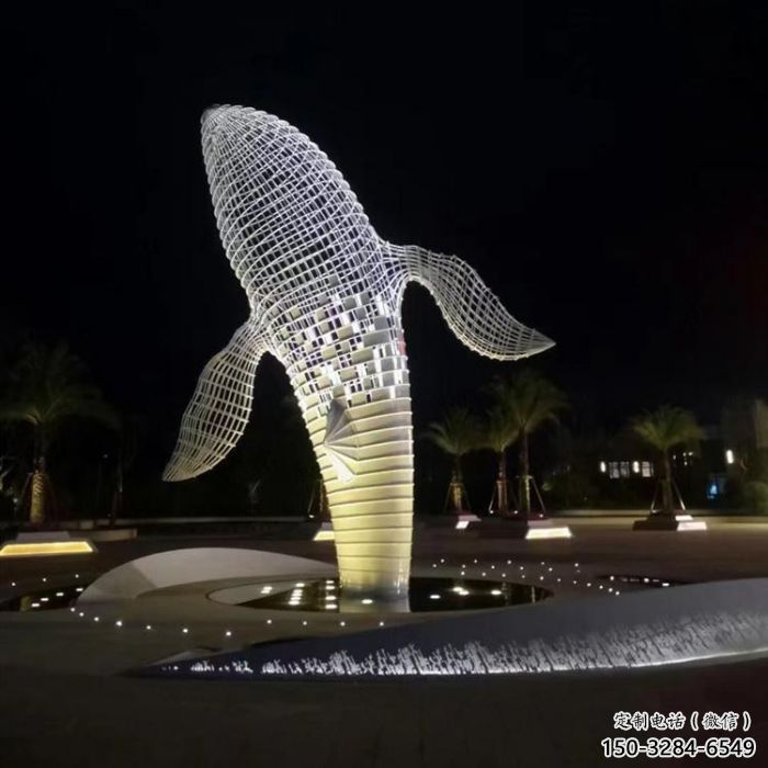 大型鯨魚雕塑，鏤空燈光原理，動物公園擺件