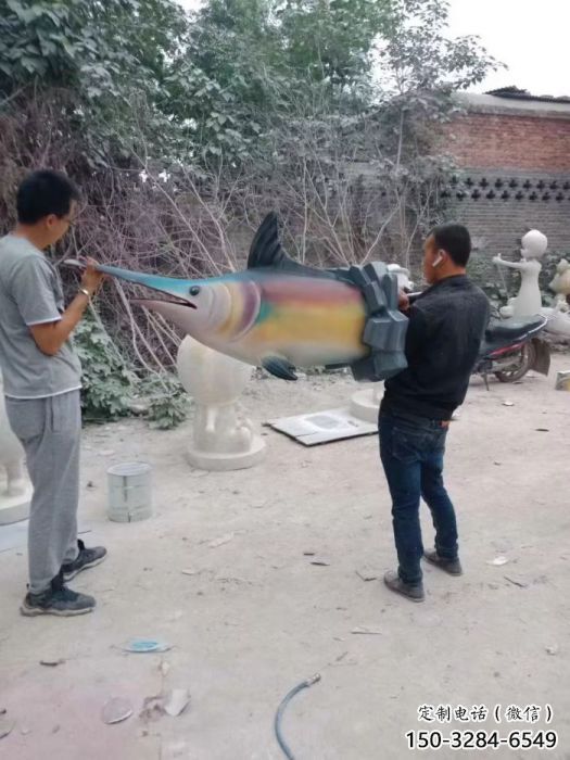 彩繪劍魚雕塑廠家 仿真海洋生物雕塑 步行街擺件 彩繪劍魚雕塑廠家 仿真海洋生物雕塑 步行街擺件