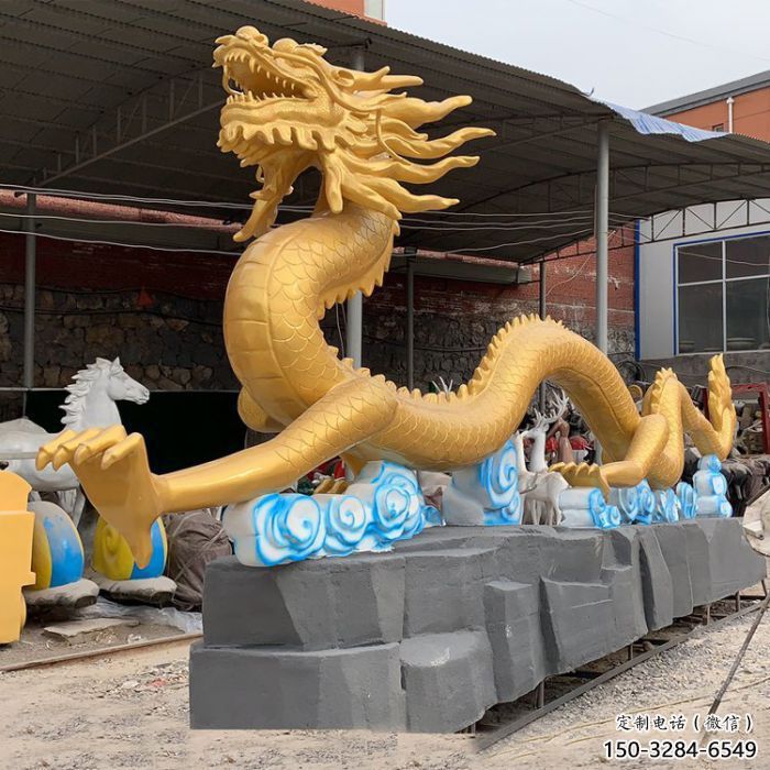 抽象龍頭雕塑，動物玻璃鋼雕塑，房地產售樓處擺件