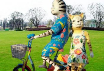 加工庭院小貓雕塑，動物小品，卡通工藝