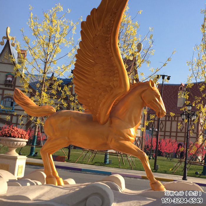 景區天馬雕塑廠家，動物主題，彩繪工藝