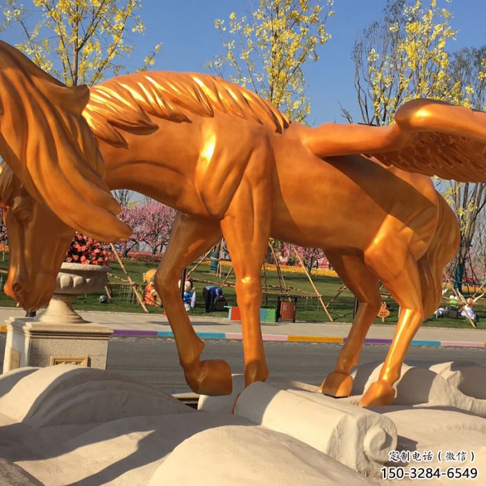 小區天馬雕塑廠家,仿真主題,彩繪工藝 小區天馬雕塑廠家,仿真主題,彩繪工藝