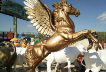 操場天馬雕塑廠家，公園主題，鍍銅工藝
