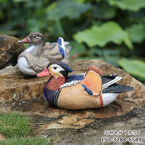 抽象鴛鴦雕塑廠家 店門口彩繪雕塑 步行街擺件