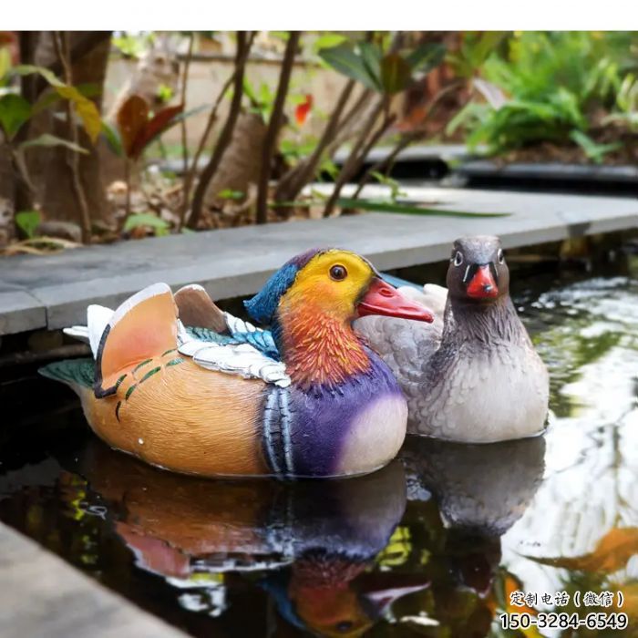 幾何鴛鴦雕塑廠家 庭院仿真雕塑 彩繪擺件