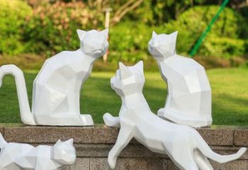 廣場貓咪雕塑廠家，卡通動物雕塑，抽象效果