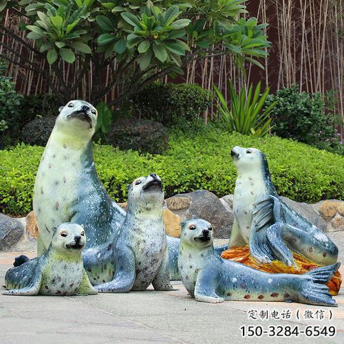 抽象海豹雕塑廠家 店門口彩繪雕塑 步行街?jǐn)[件