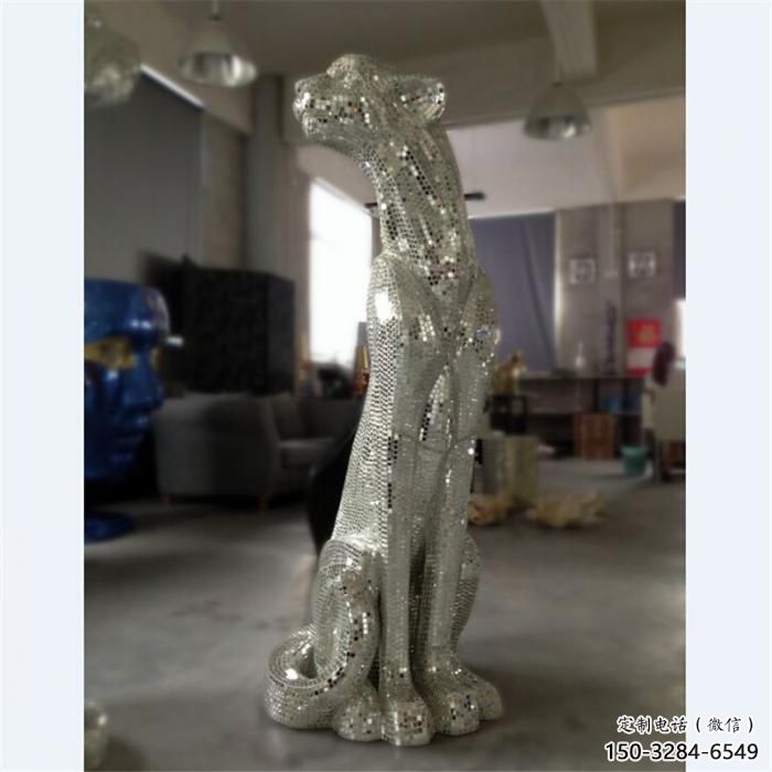 城市獵豹雕塑，動(dòng)物景觀雕塑，鏡面效果