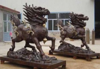街道貔貅雕塑，大型動物雕塑，古銅效果