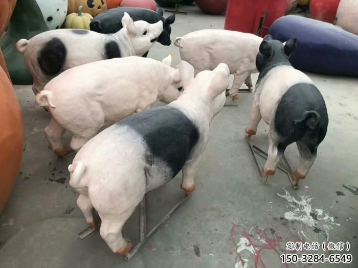 農村野豬雕塑，動物裝飾雕塑，抽象效果