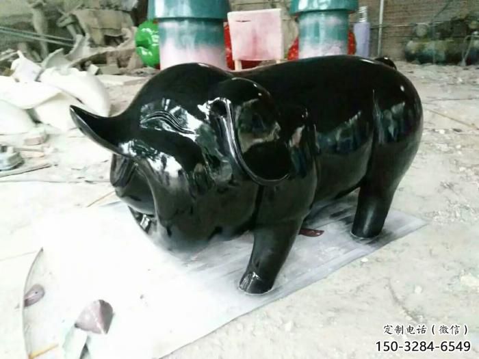 園林野豬雕塑，噴漆動物雕塑，仿真形式