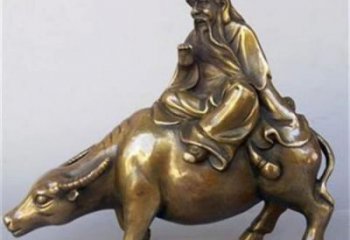 城市老牛雕塑，老子騎牛雕塑，古銅效果
