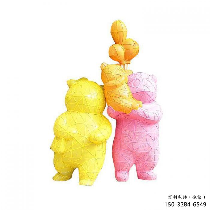 彩繪狗熊雕塑，仿真動(dòng)物雕塑，噴漆工藝