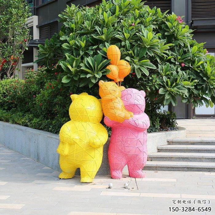 抽象狗熊雕塑，仿古動漫雕塑，卡通擺件