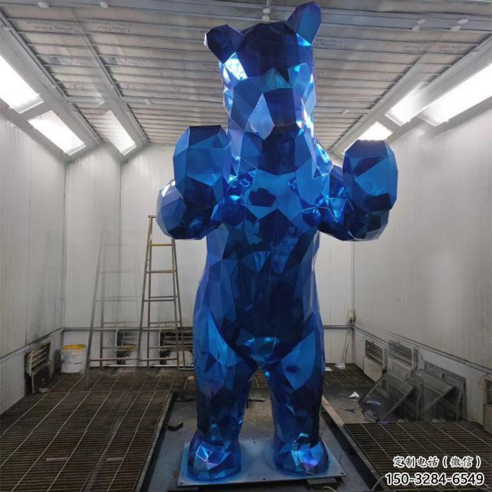 廣場狗熊雕塑，幾何動物雕塑，抽象工藝制造