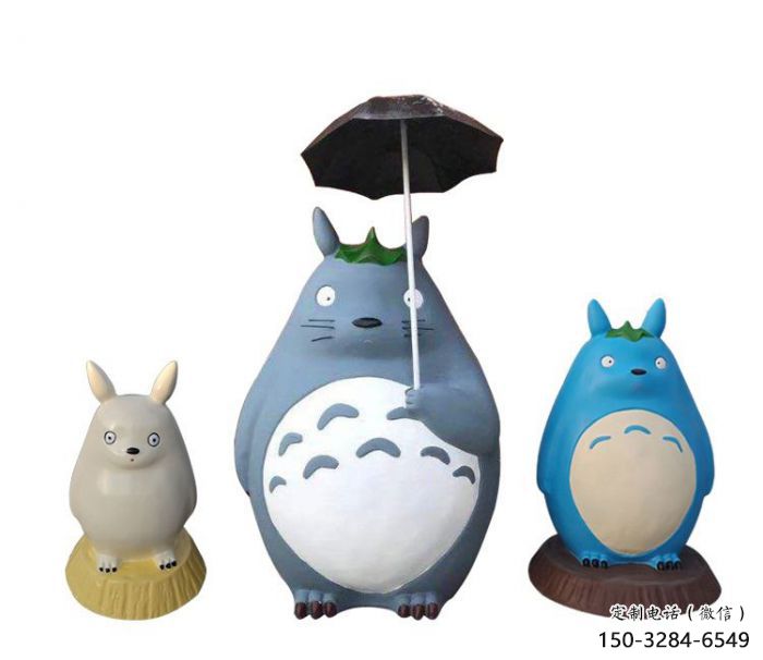 街道龍貓雕塑，仿真美陳雕塑，彩繪效果