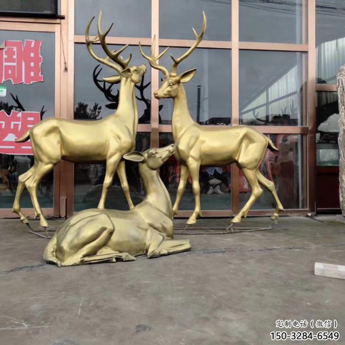 小區馴鹿雕塑，動物軟裝雕塑，抽象效果