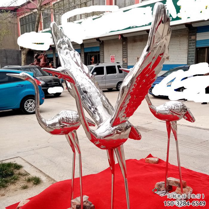 鏡面白鶴雕塑廠家 大型城市雕塑 商業街擺件