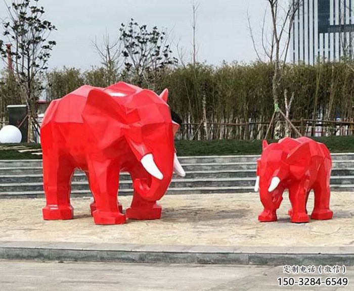 幾何大象雕塑精選，露天雕塑，切面大象雕塑訂做