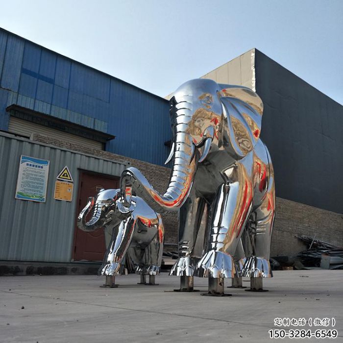 不銹鋼大象雕塑廠家，動物景觀雕塑，不銹鋼動物雕塑加工