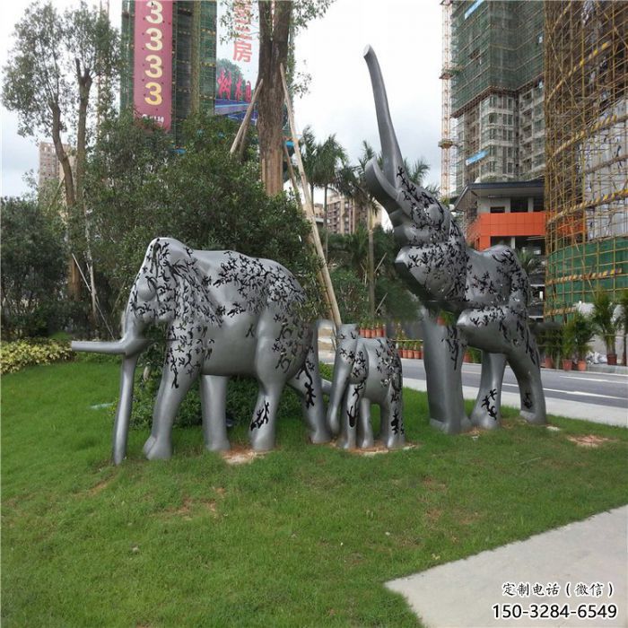 金屬大象雕塑制造，公園雕塑，鏡面大象雕塑展品
