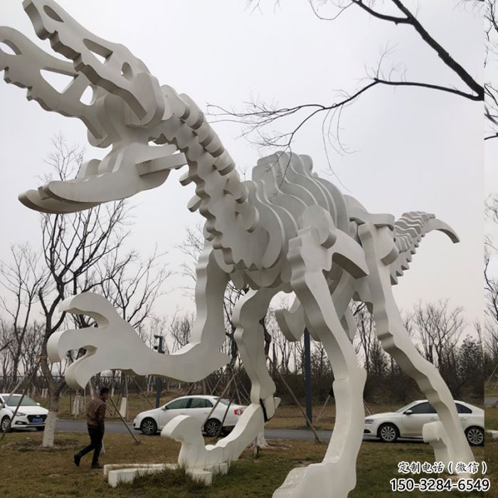 鏤空恐龍雕塑展品，金屬制作，恐龍骨架雕塑精品
