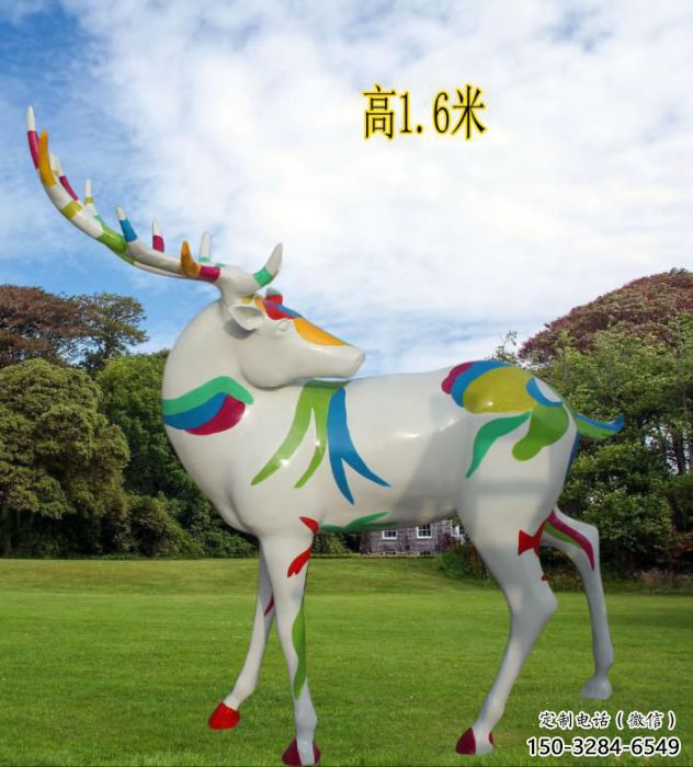 廣場小鹿雕塑，彩繪工藝，彩繪動物雕塑
