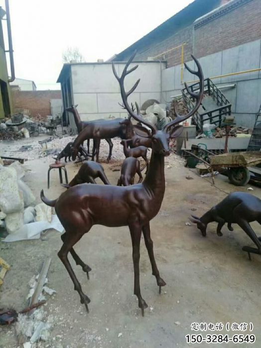 小鹿雕塑專供，景區雕塑，仿銅小鹿雕塑提供
