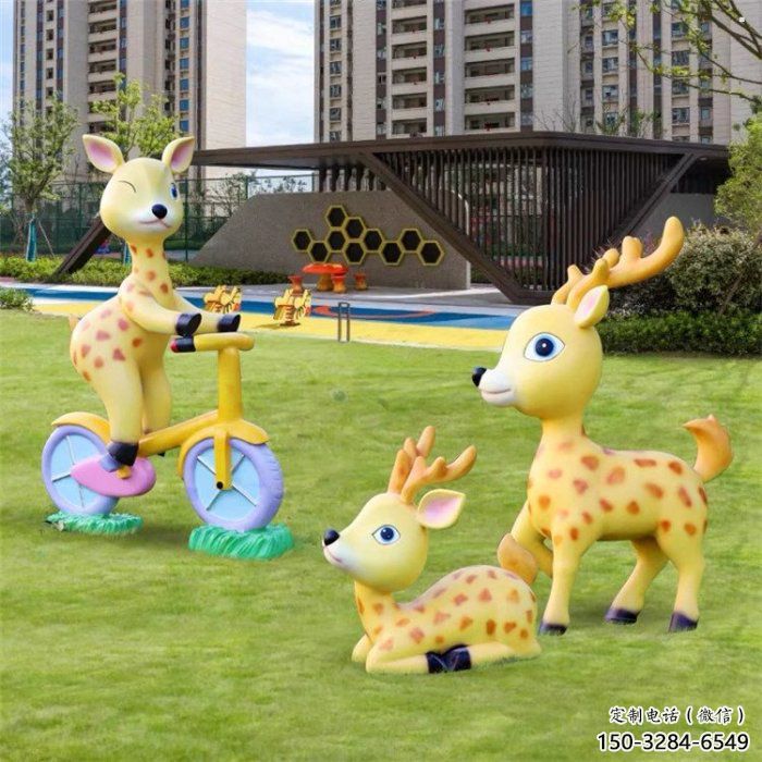 景觀小鹿雕塑定做，廣場雕塑，室外卡通小鹿雕塑提供