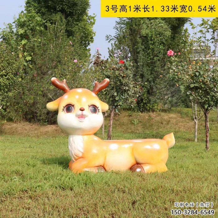 小鹿雕塑制造商，靜態(tài)雕塑，園林卡通小鹿雕塑訂做