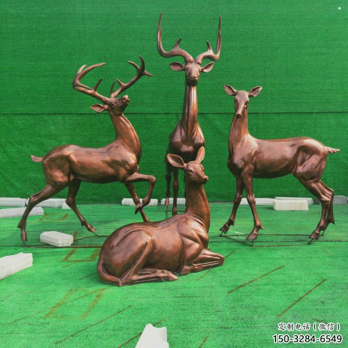 銅梅花鹿雕塑點(diǎn)擊，多彩藝術(shù)，梅花鹿銅雕塑訂做