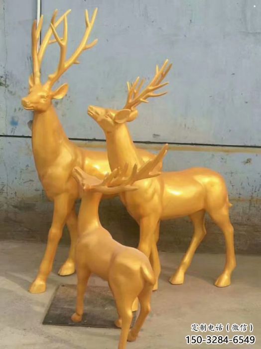 銅梅花鹿雕塑定做，標識雕塑，梅花鹿銅雕塑選定