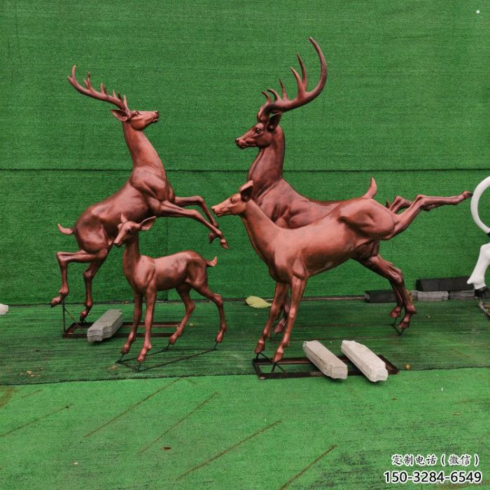 銅梅花鹿雕塑制作，公園小品，梅花鹿銅雕塑優(yōu)選