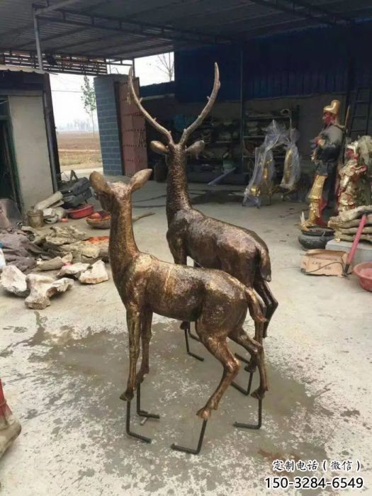 城市馴鹿雕塑，網格體育雕塑，古銅效果