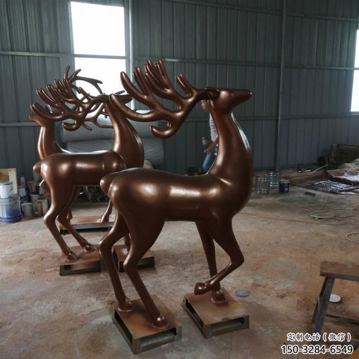 飯店馴鹿雕塑，鍍金歐式雕塑，鍍金工藝