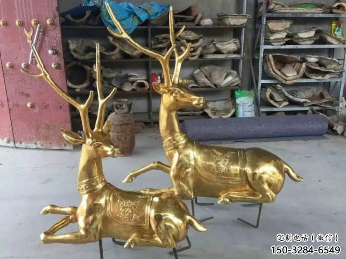 仿古馴鹿雕塑，鍍銅海洋雕塑，鍍銅工藝