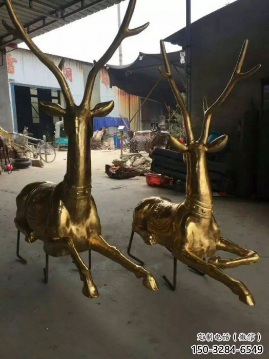 公園馴鹿雕塑，噴砂發光雕塑，鑄銅工藝