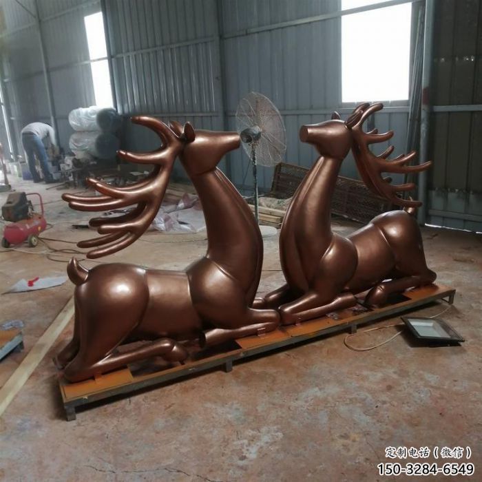 冷飲店馴鹿雕塑，鍍銅海洋雕塑，鏡面工藝