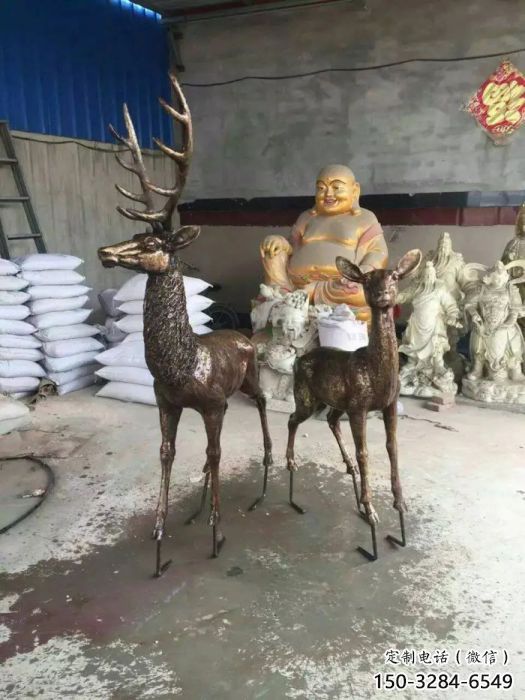 農(nóng)村馴鹿雕塑，鏤空海洋雕塑，抽象效果