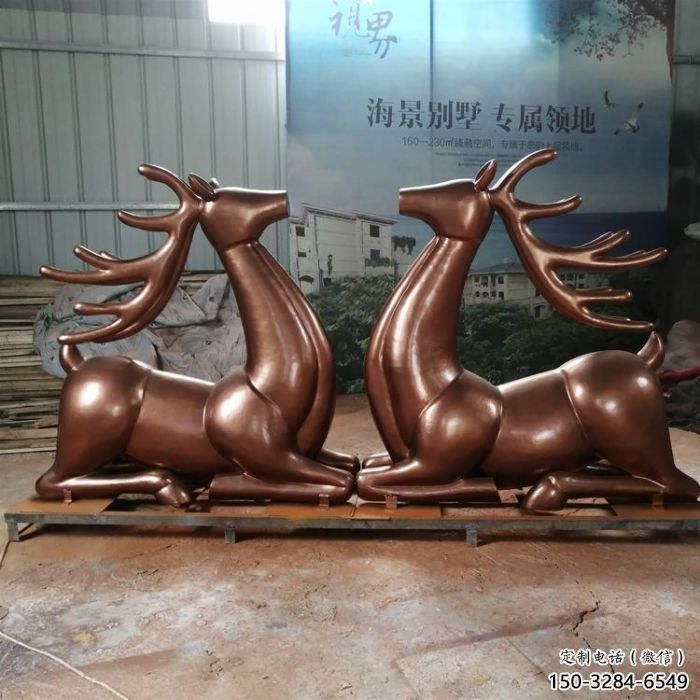 售樓部馴鹿雕塑，噴砂發光雕塑，彩繪題材