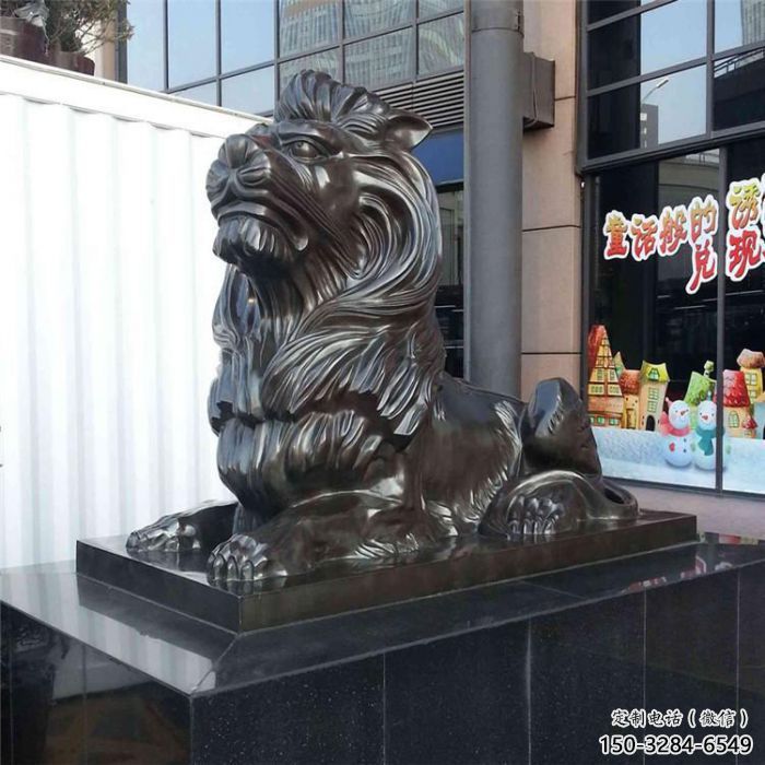 大門口獅子雕塑，仿銅玻璃鋼獅子雕塑加工制作