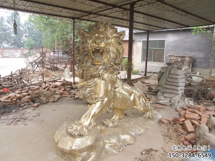 門口獅子雕塑點擊，地標動物擺件，走獅雕塑承接
