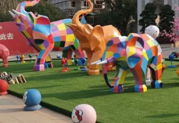 公共大象雕塑訂做，城市裝飾，景觀卡通大象雕塑展品