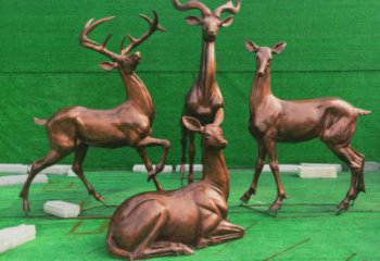 銅梅花鹿雕塑點擊，多彩藝術，梅花鹿銅雕塑訂做