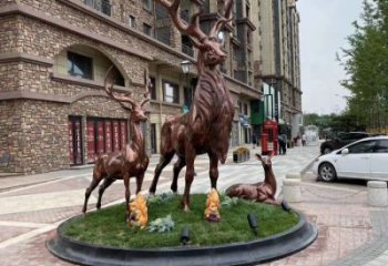 銅梅花鹿雕塑優(yōu)選，景區(qū)案例，梅花鹿銅雕塑選用