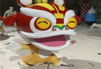 吉祥物動物雕塑，卡通獅子雕塑，玻璃鋼彩繪效果