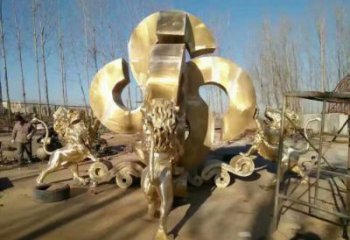 景觀獅子雕塑訂做，街景小品，戶外走獅雕塑制作